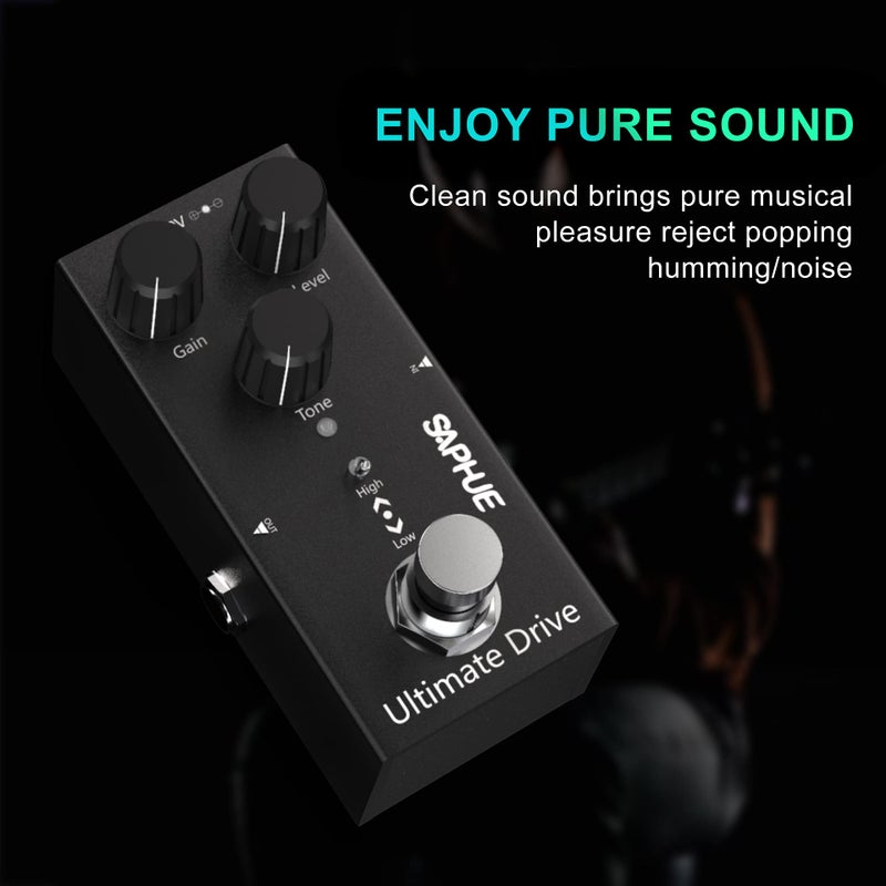 SAPHUE Ultimate Drive Guitar Effects Pedal Gain/Level/Tone Knob High Low Frequency Effect Pedals with Steel Metal Shell Mini Single Type Dc 9V with True Bypass Switch for Multi Electric Guitar Kit - Image 3